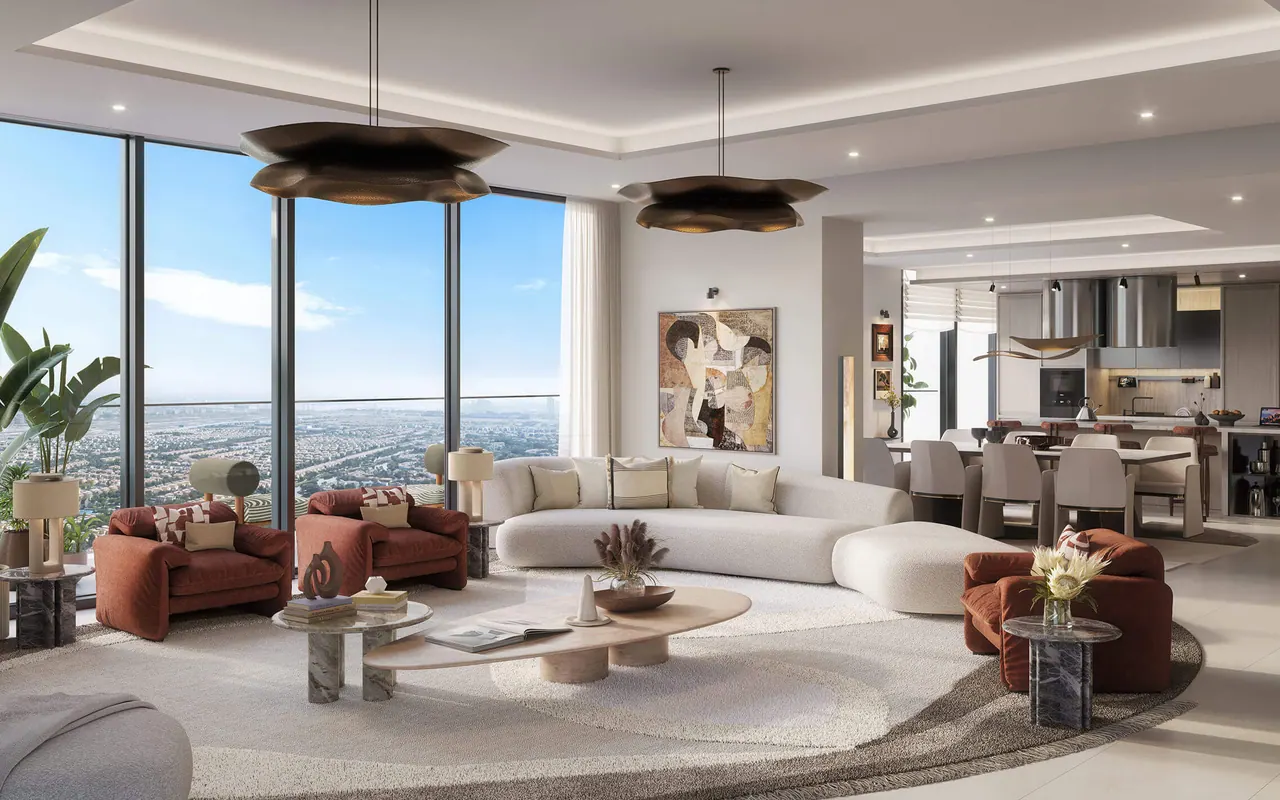 Eltiera Views living-room interior render from Ellington Properties