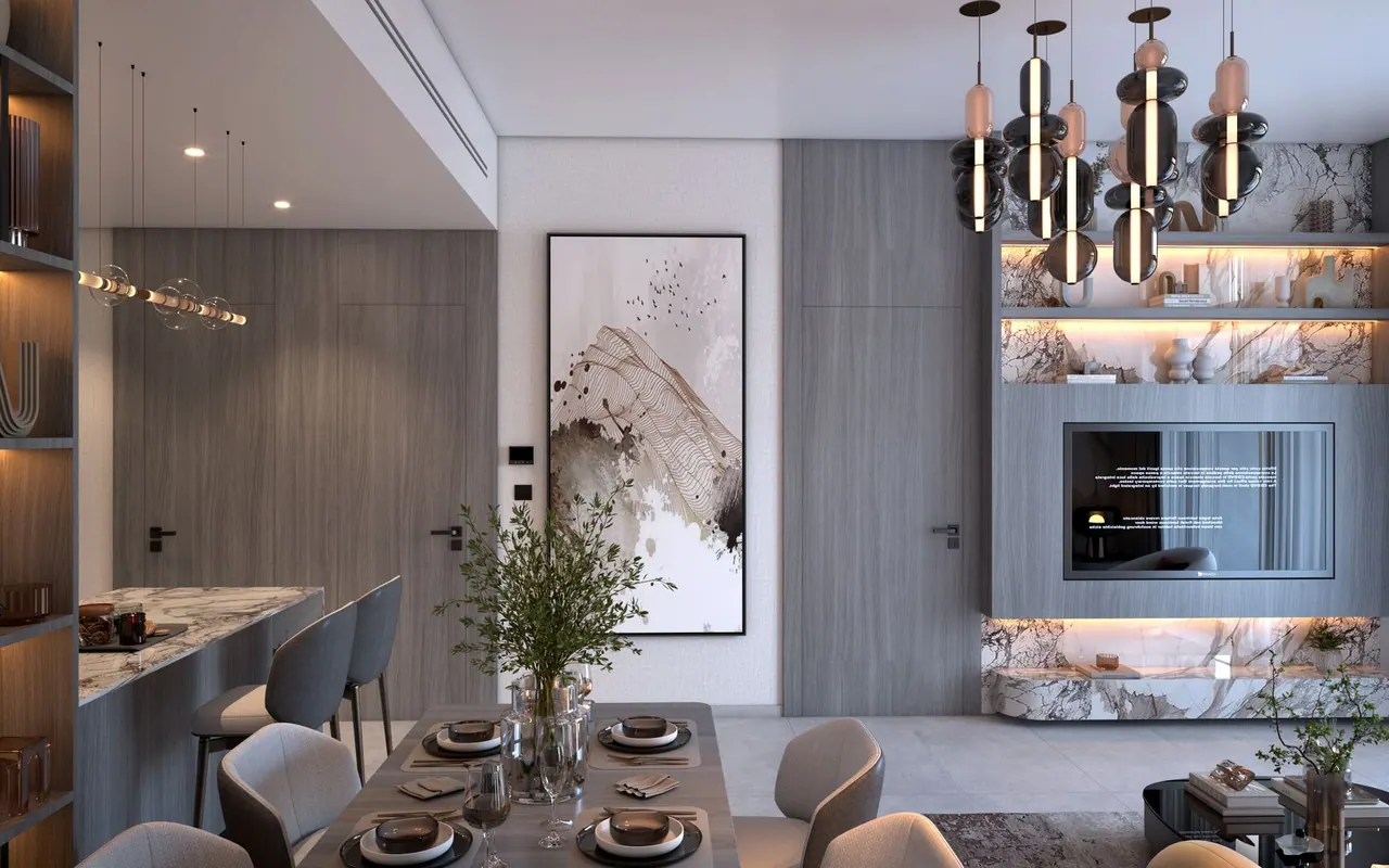 Vista by Vision dining-room interior render from Vision Developments
