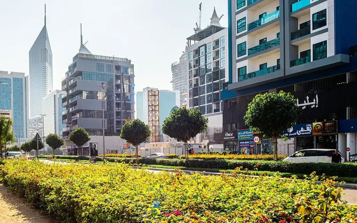 Jumeirah Garden City, official community photograph from Dubai Holding Community Management. Area context, not a photograph of Evergrin House 2.