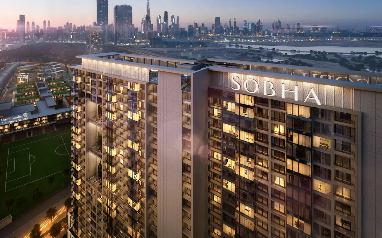 Al Merkadh, Dubai: project image from Sobha Realty. Area context, not a photograph of MBR City District One.