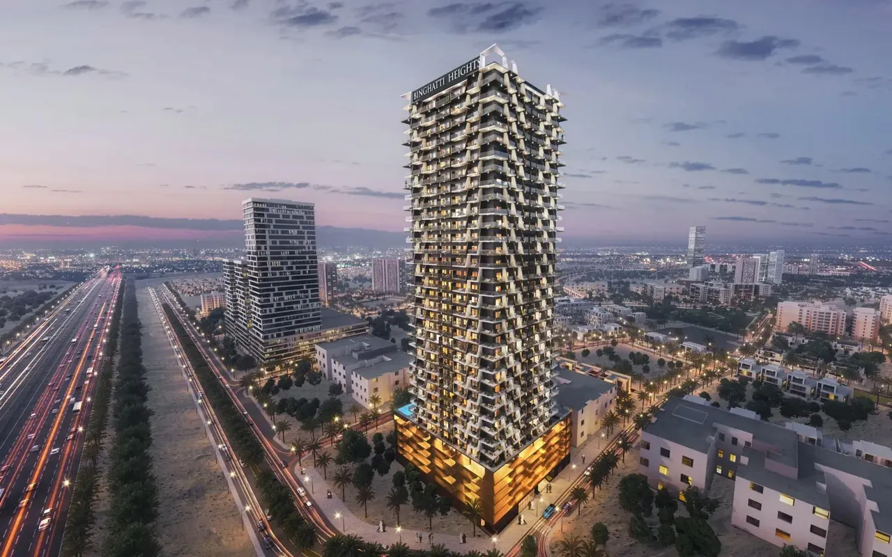 Binghatti Heights architectural exterior render by Binghatti