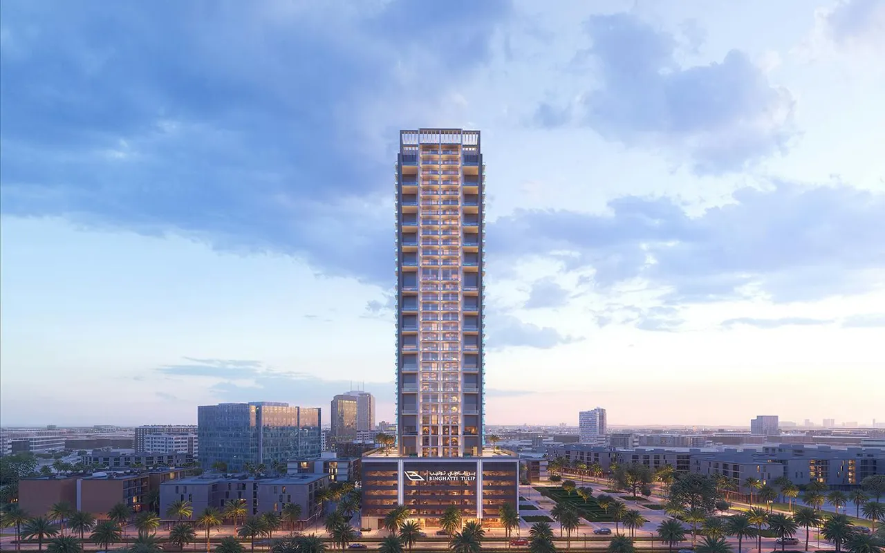 Binghatti Tulip architectural exterior render by Binghatti