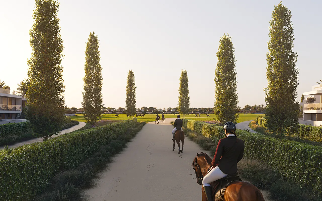 Equiterra at Grand Polo Club and Resort riding path and homes, developer render from Emaar